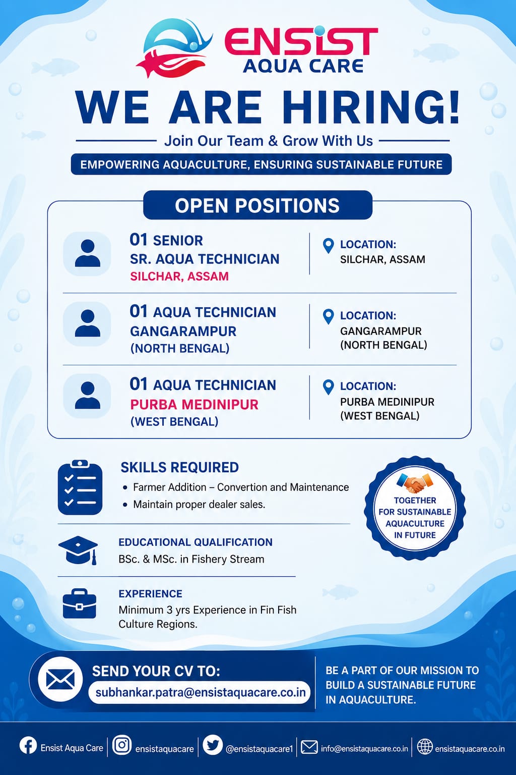Senior and Junior Aqua technician