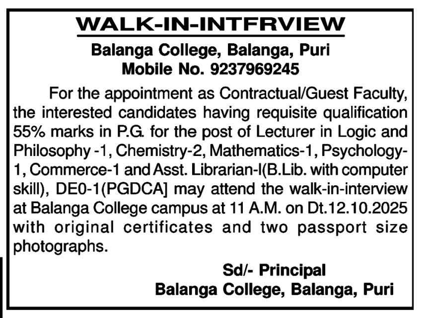 Walk in interview