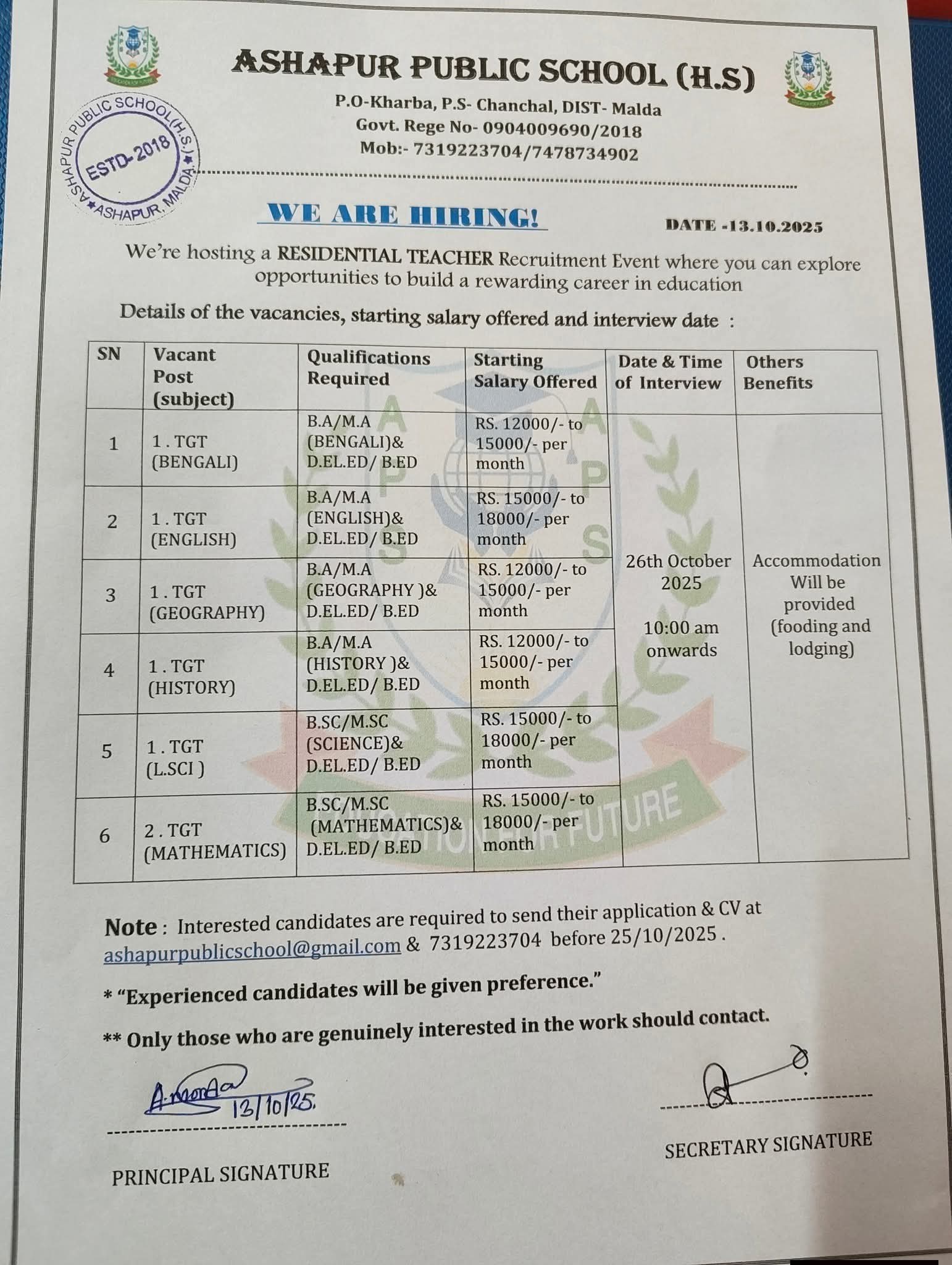 Recruitment in School