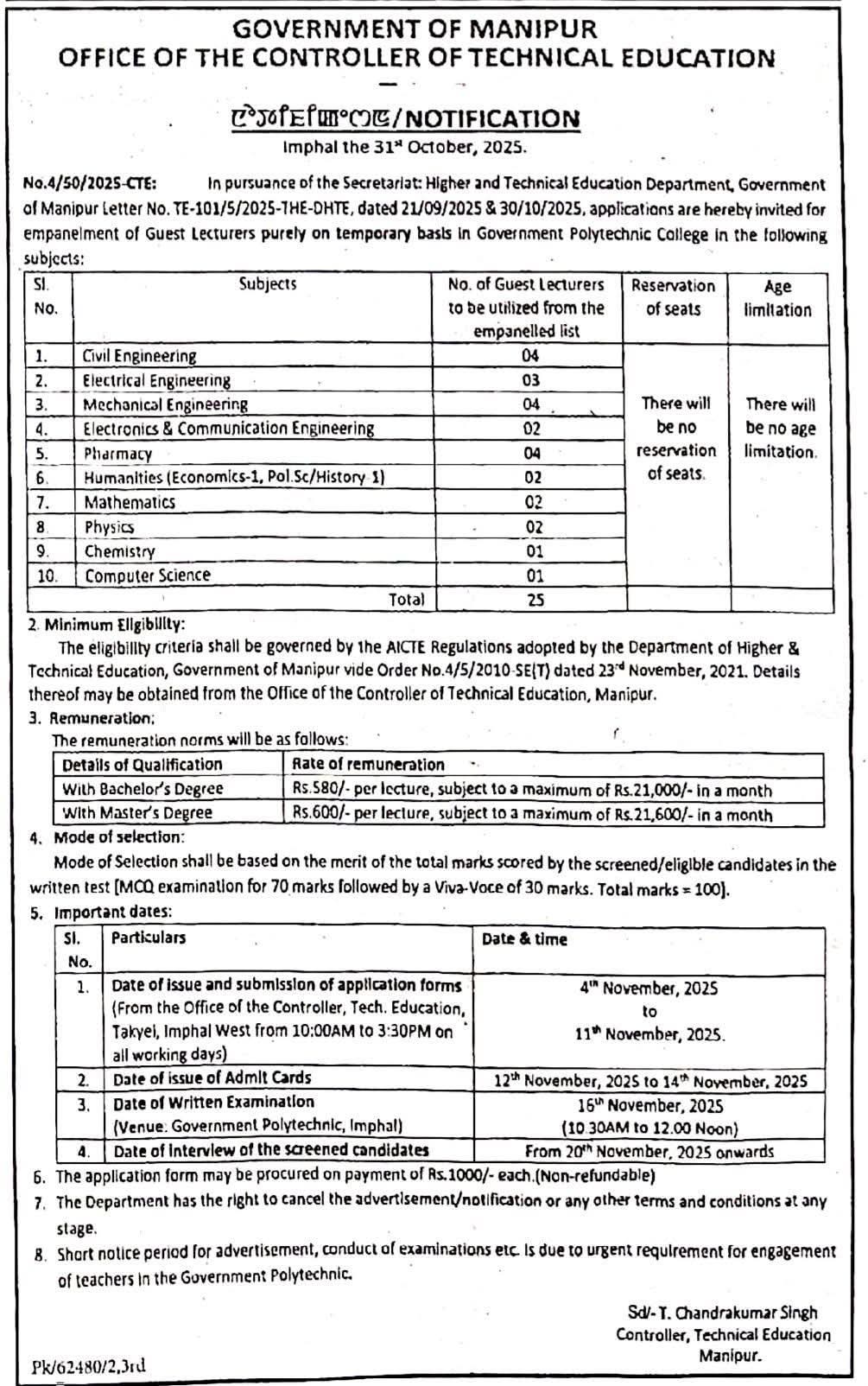 Physics and chemistry recruitment
