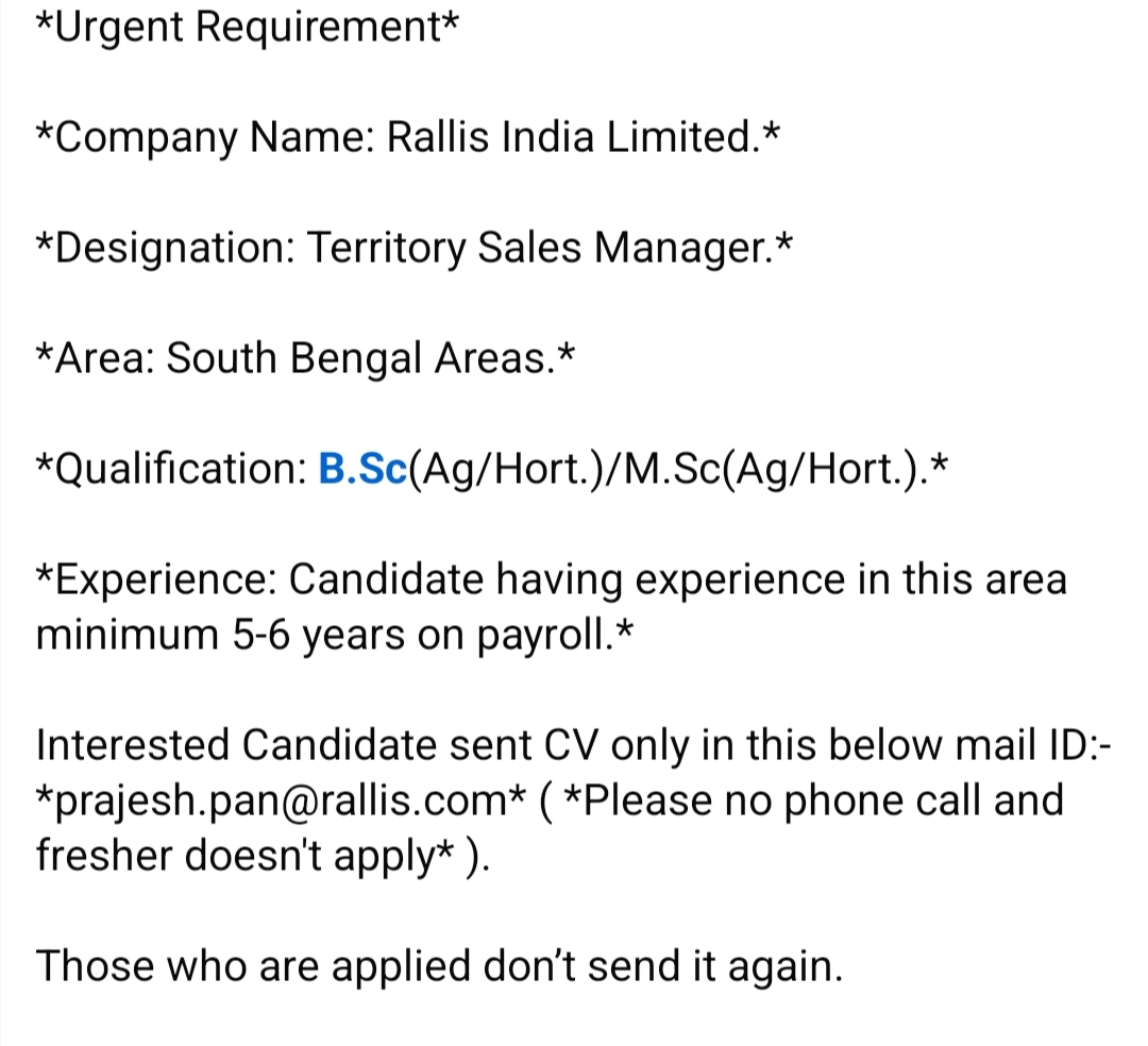 Recruitment for agriculture