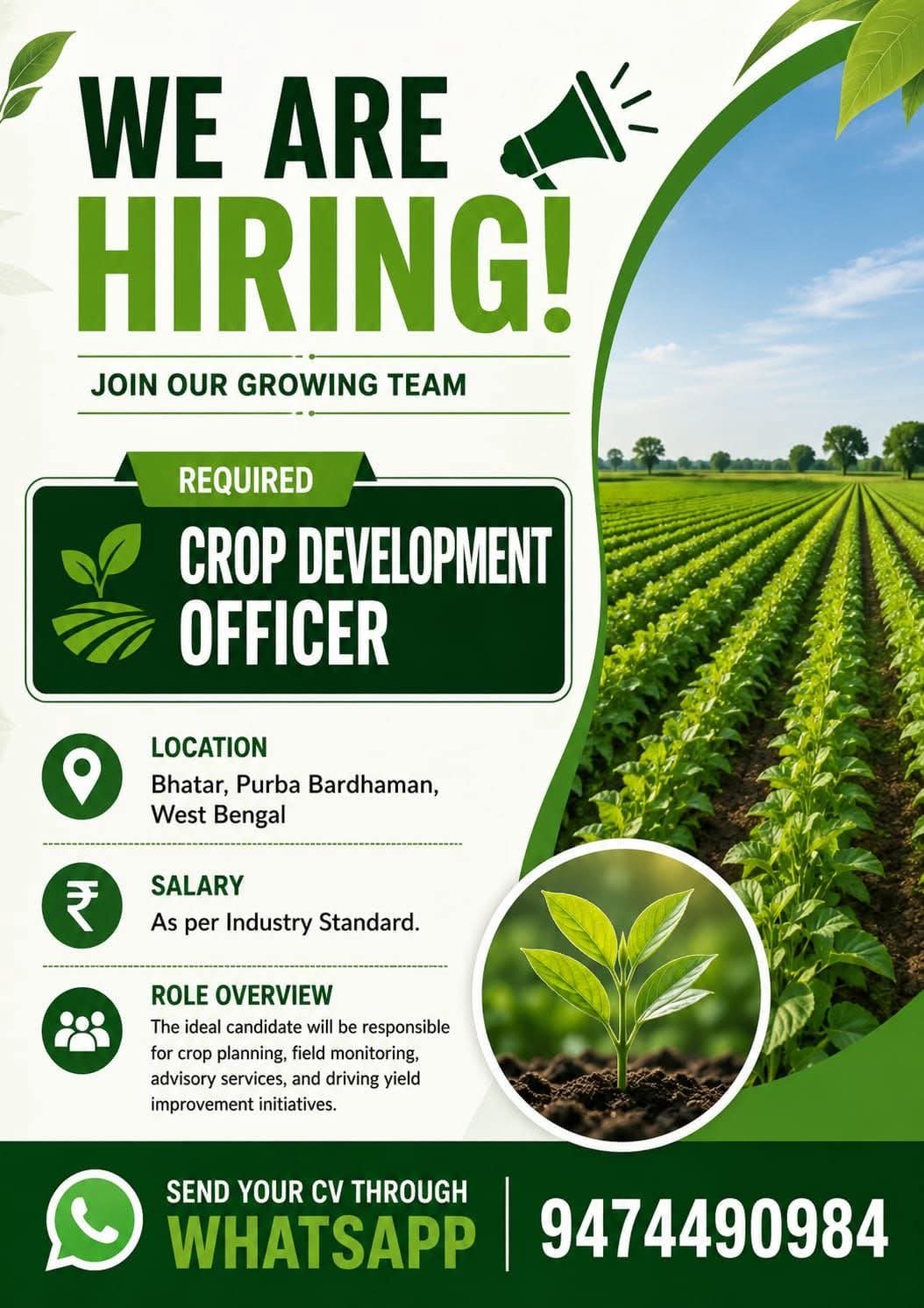 Crop development officer recruitment