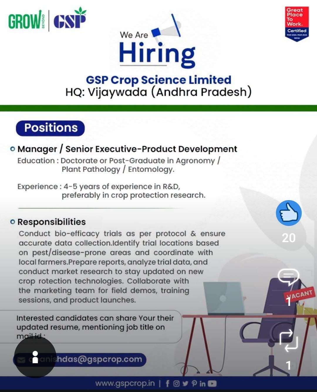 Recruitment for agriculture students