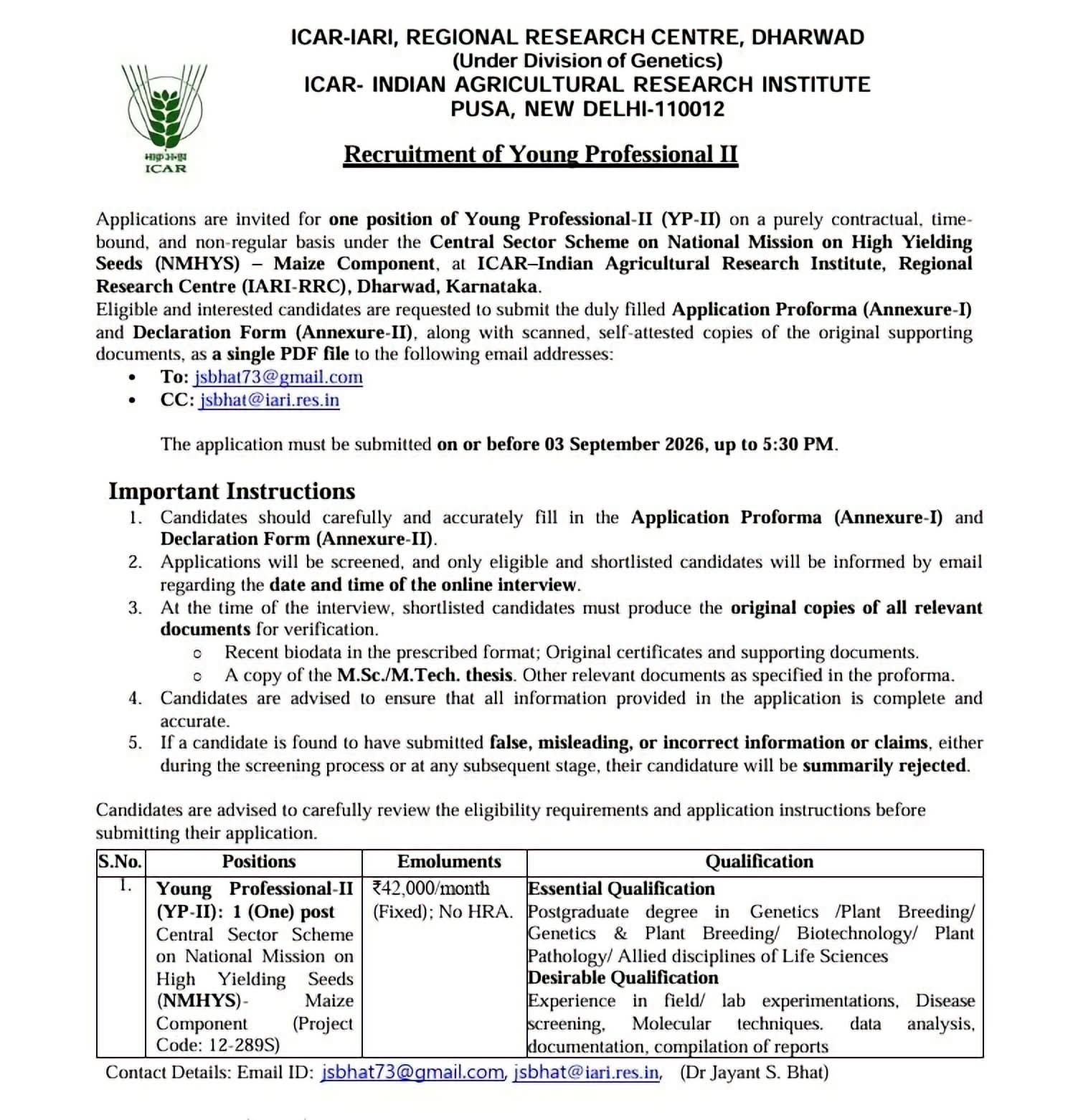 Recruitment for agriculture student