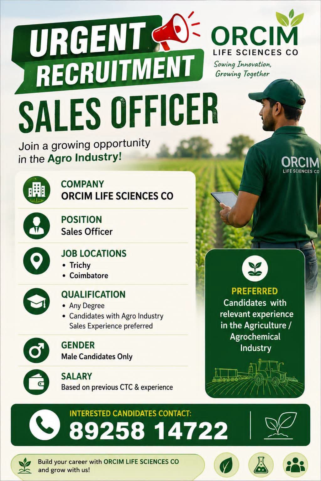 Job for Agriculture Student
