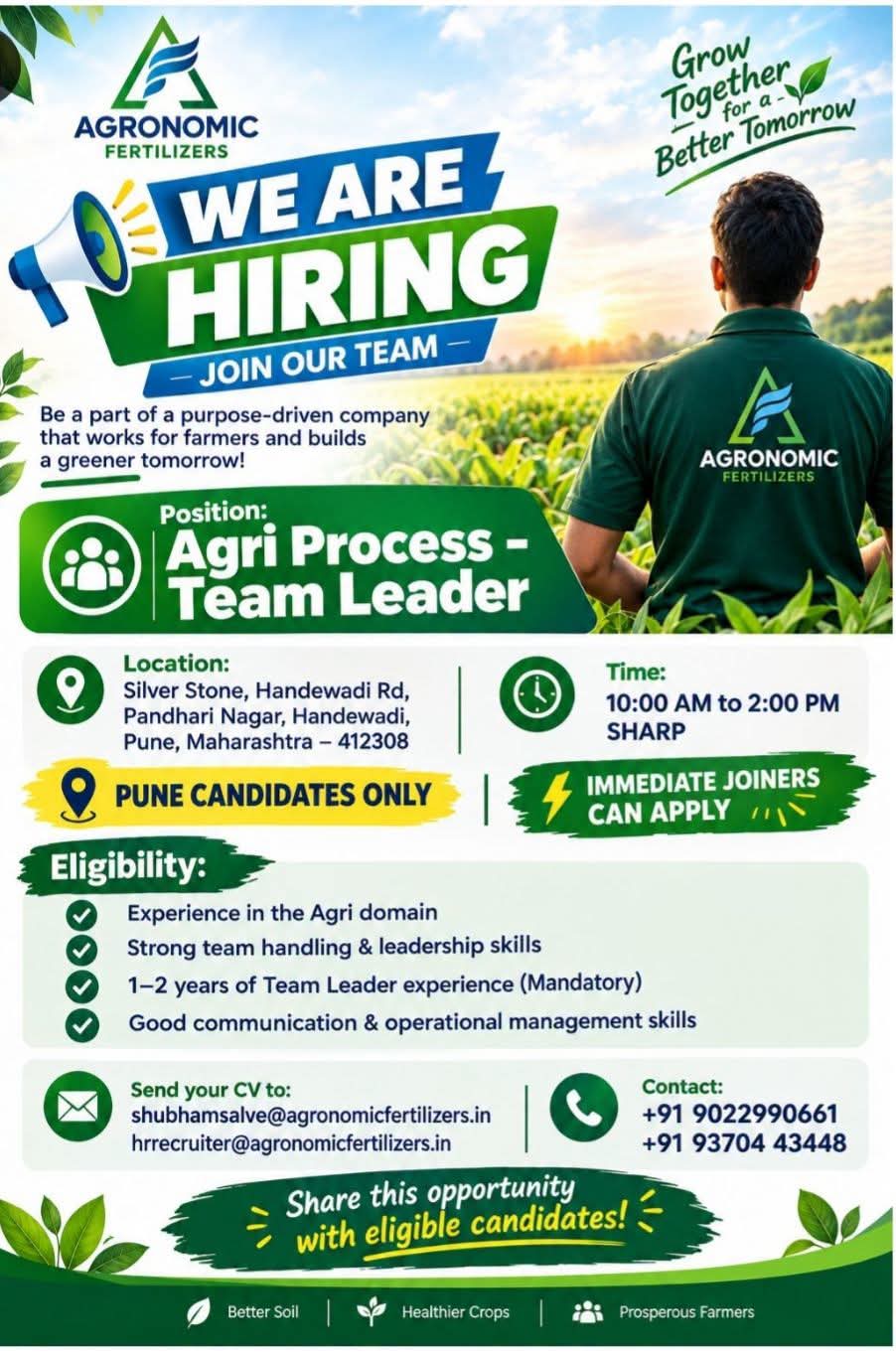 Job for Agriculture Student
