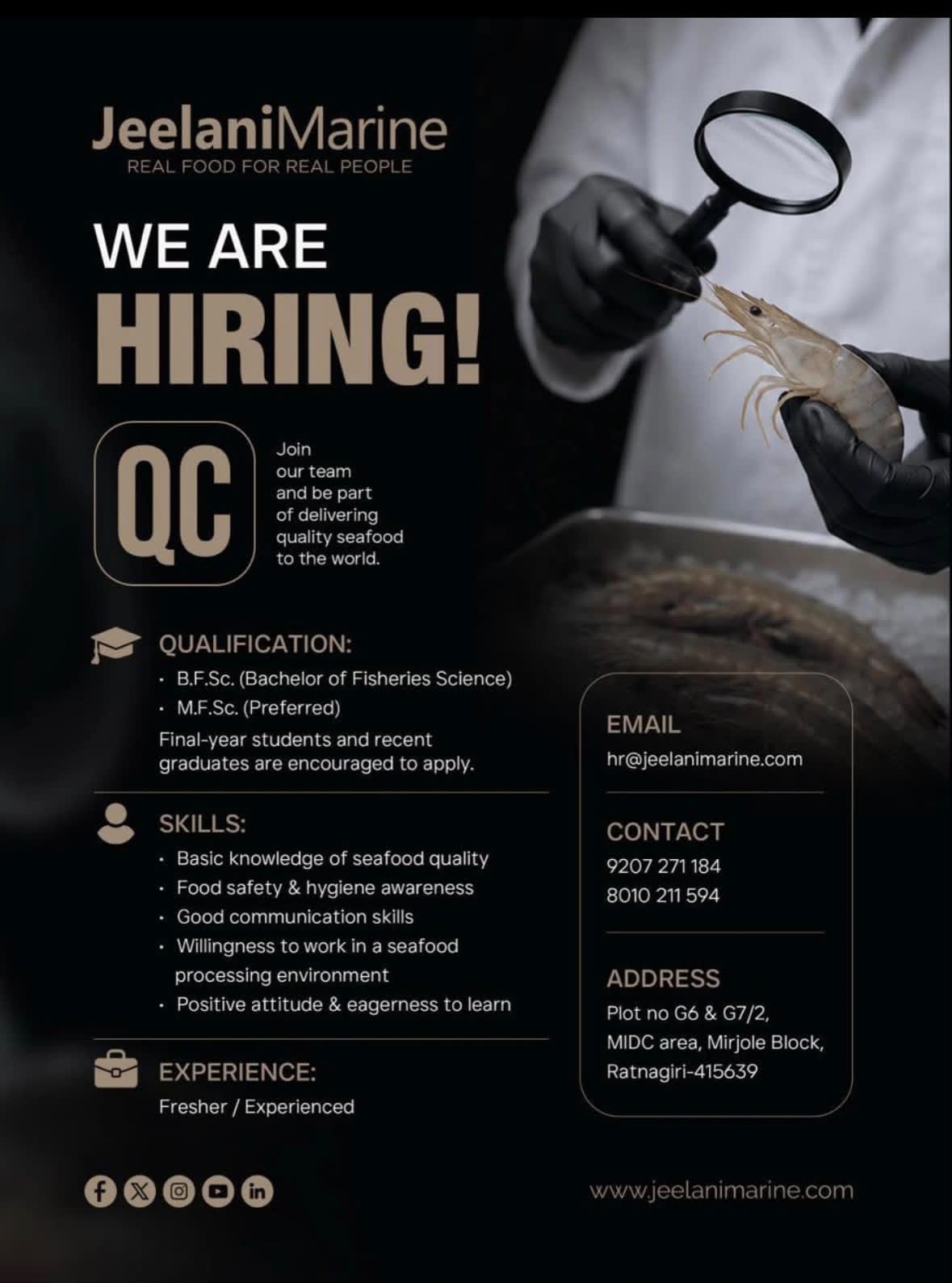 Job for fishery student